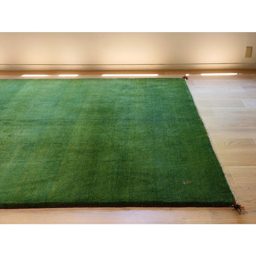 ギャッベ　イラン手織り　グリーン 245×206cm シンプル　無地 |  | 03