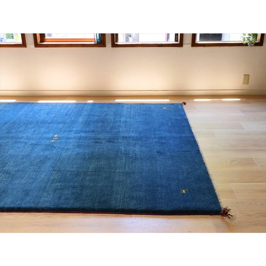 ギャッベ ブルー　イラン産手織りラグ 240×203cm シンプル　無地 |  | 03