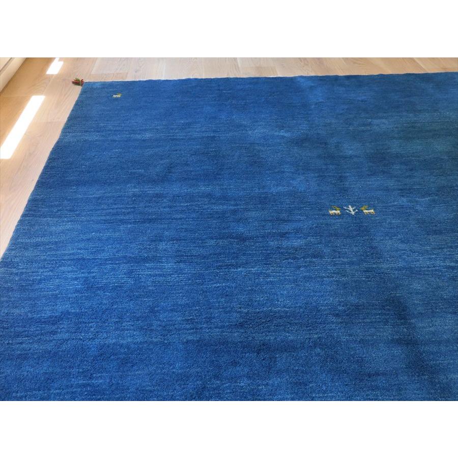 ギャッベ ブルー　イラン産手織りラグ 240×203cm シンプル　無地 |  | 04