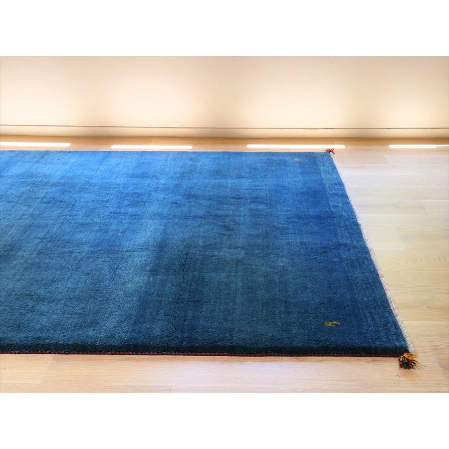 ギャッベ　イラン手織り　ブルー 253×205cm 無地 イラン産 カシュカイ族の手織りラグ |  | 03