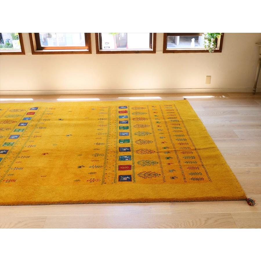 ギャッベ イエロー イラン手織りラグ 295×207cm カラフルな動物と生命の樹モチーフ |  | 05