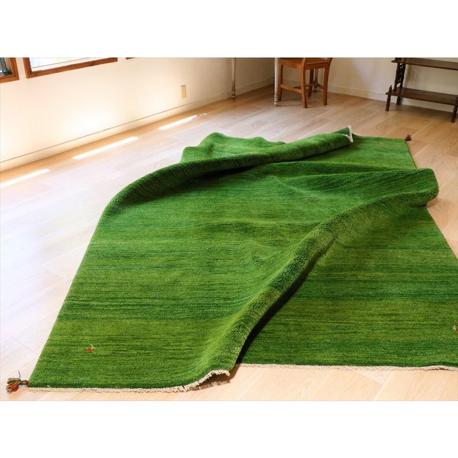 ギャッベ イラン産手織りラグ 300×200cm グリーン　シンプル　無地 |  | 10