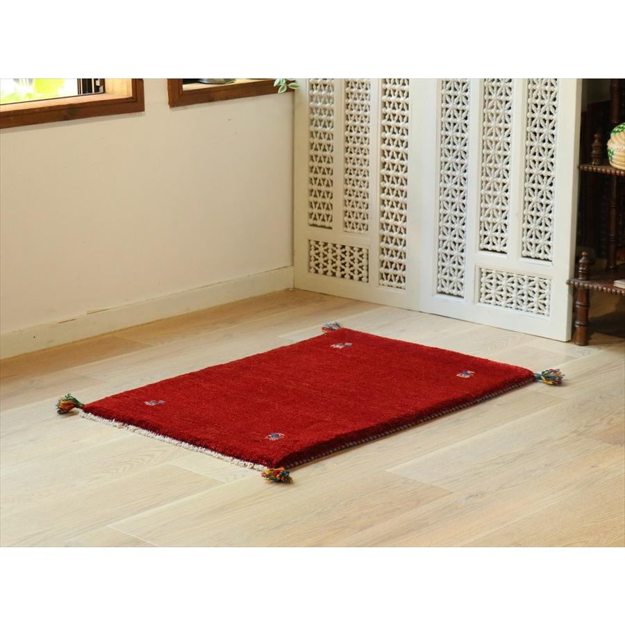 ギャッベ ギャベ 手織り イラン 90×62cm 玄関マット　レッド　シンプル　無地 |  | 01