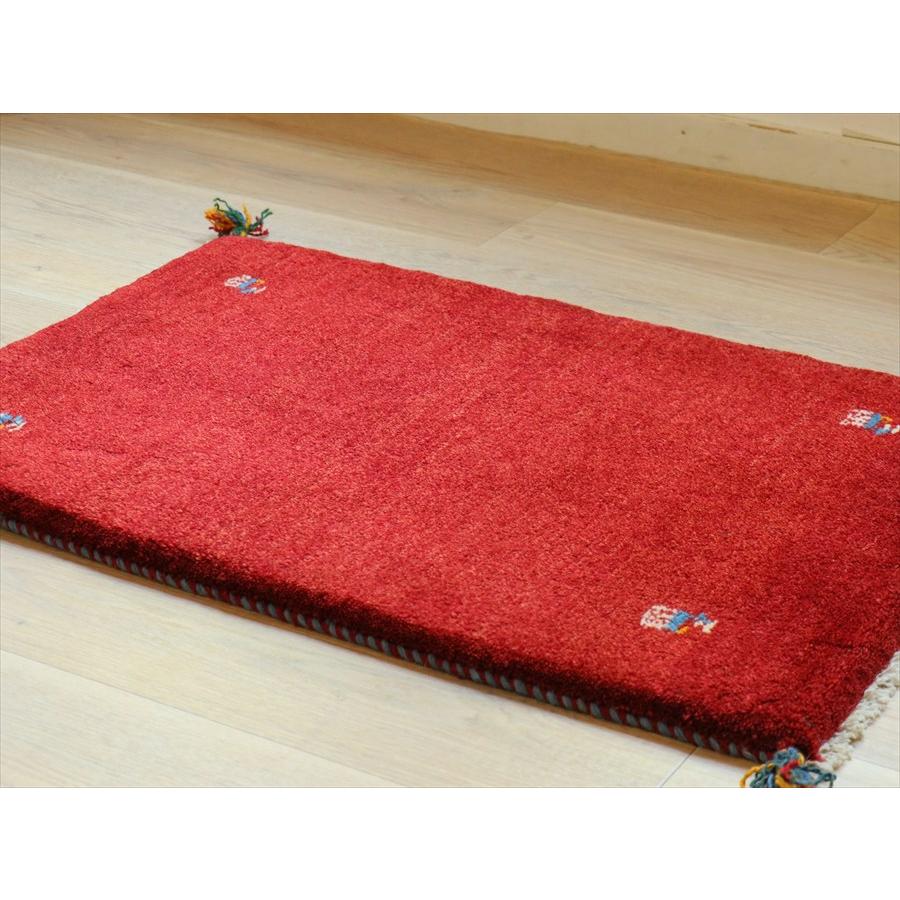 ギャッベ ギャベ 手織り イラン 90×62cm 玄関マット　レッド　シンプル　無地 |  | 02