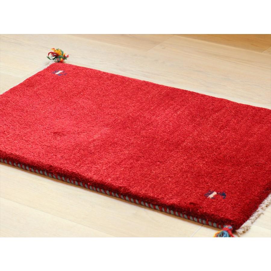 ギャッベ ギャベ 手織り イラン 85×55cm 玄関マット　レッド　シンプル　無地 |  | 02