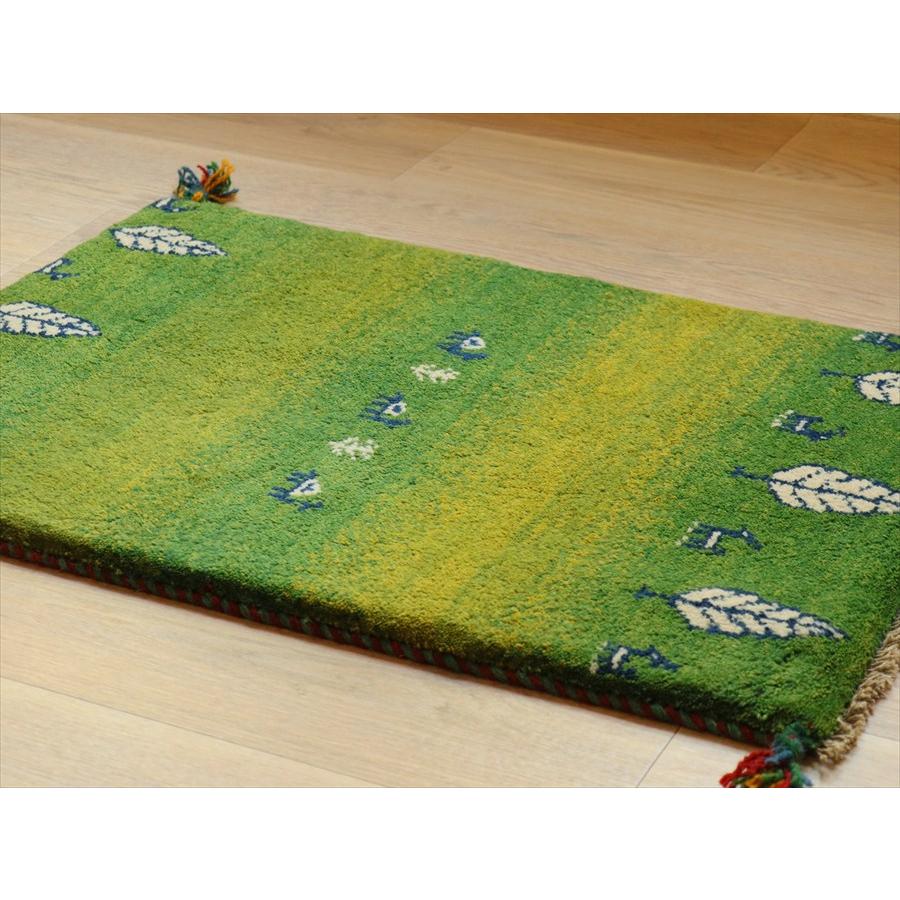 ギャベ イラン産手織り 88×60cm グリーングラデーション　ラクダ　玄関マット |  | 02