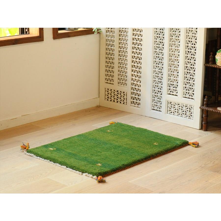 ギャベ イラン産手織り 88×63cm 玄関マット　明るいグリーングラデーション |  | 01