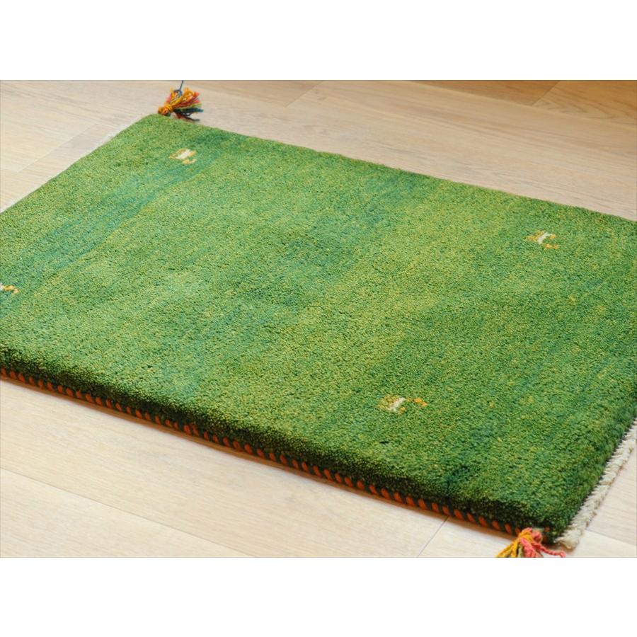 ギャベ イラン産手織り 88×63cm 玄関マット　明るいグリーングラデーション |  | 02