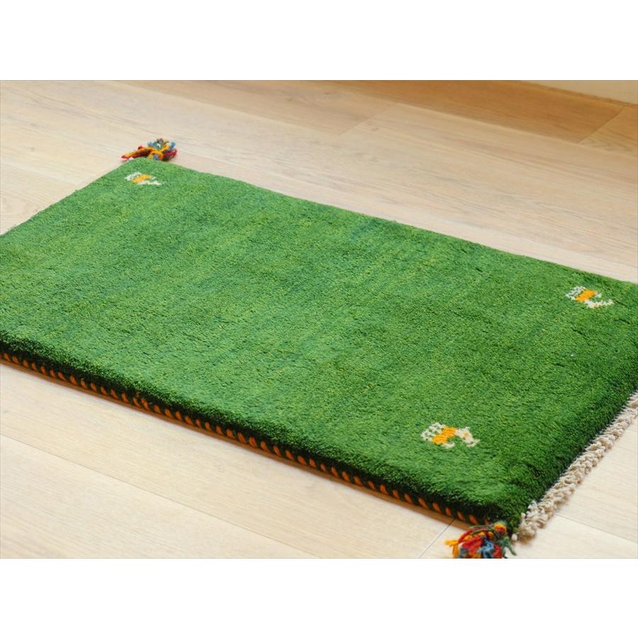 ギャベ イラン産手織り 87×55cm 玄関マット　グリーン |  | 02