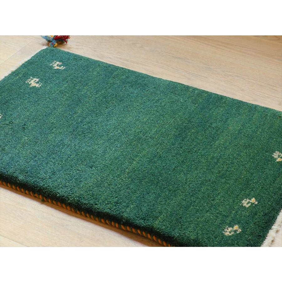 ギャベ イラン産手織り 88×58cm ブルーグリーン |  | 02
