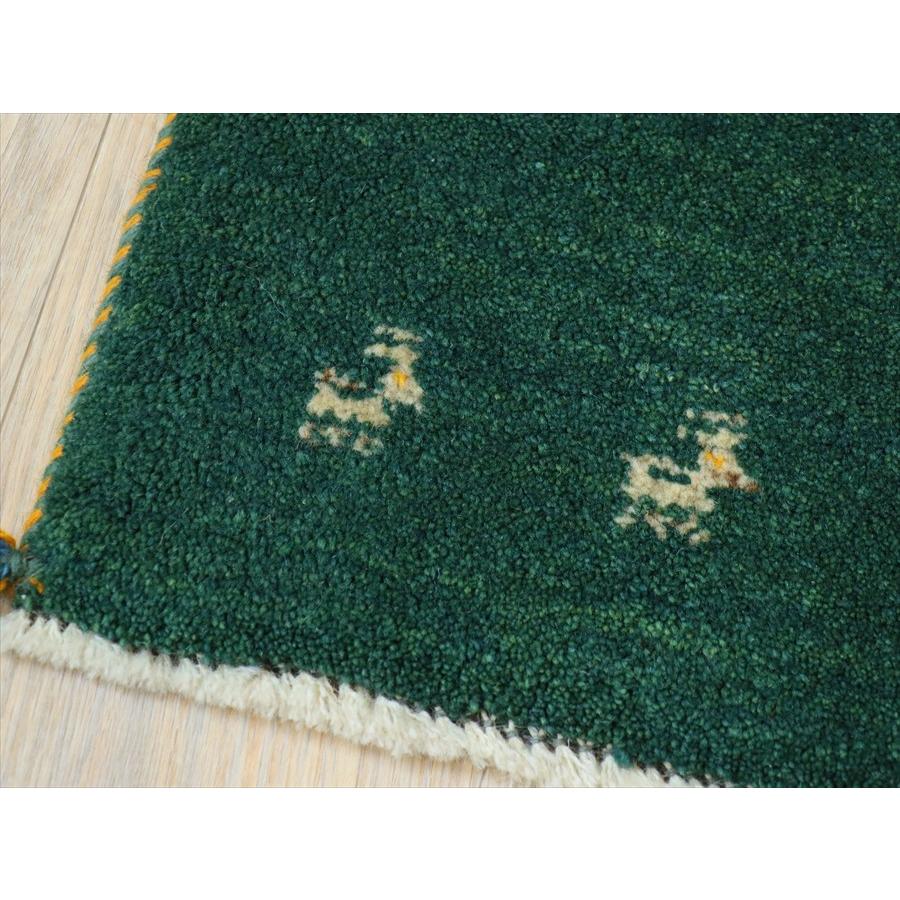ギャベ イラン産手織り 88×58cm ブルーグリーン |  | 03
