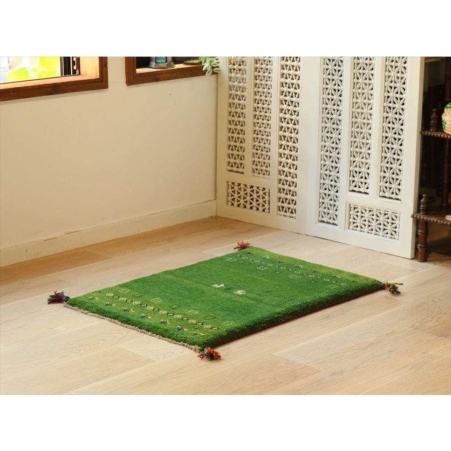 ギャベ イラン産手織り 86×62cm グリーングラデーション　 |  | 01