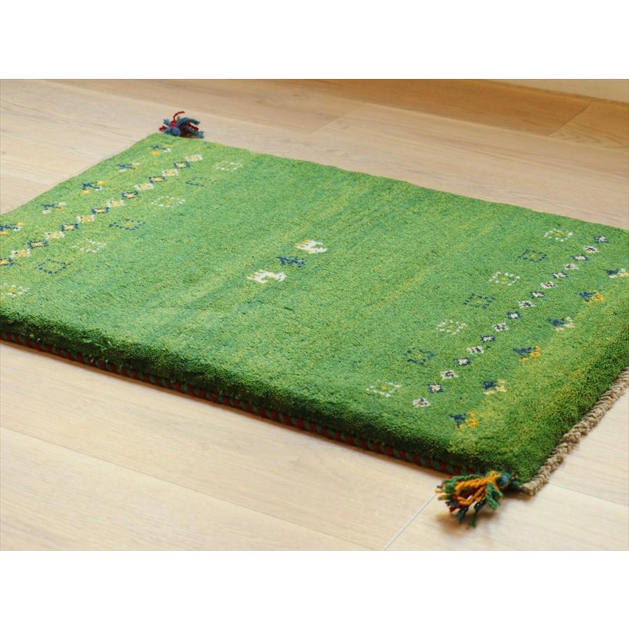 ギャベ イラン産手織り 86×62cm グリーングラデーション　 |  | 02