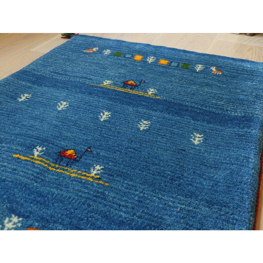 ギャッベ イラン産手織り 88×64cm bうるー　ラクダモチーフ　玄関マット |  | 04