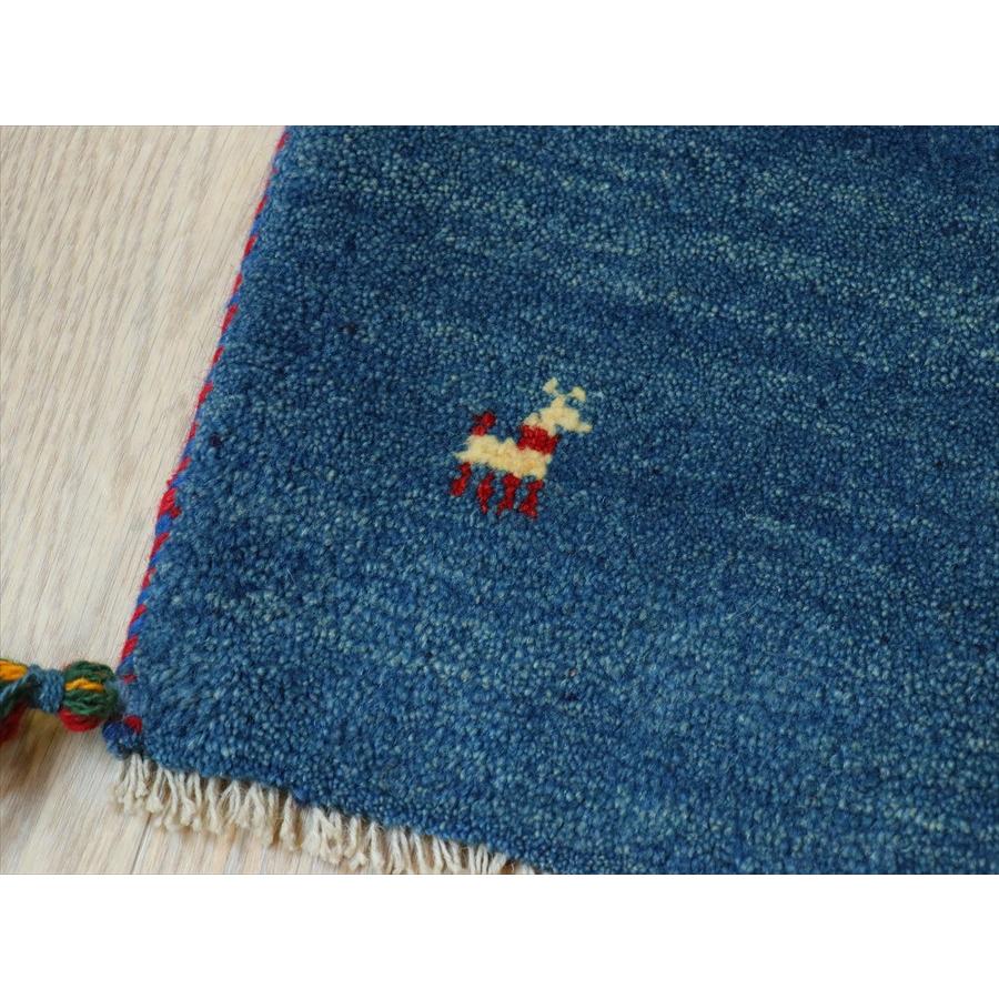 ギャッベ イラン産手織り 88×63cm ブルー　シンプル　無地　玄関マット |  | 03