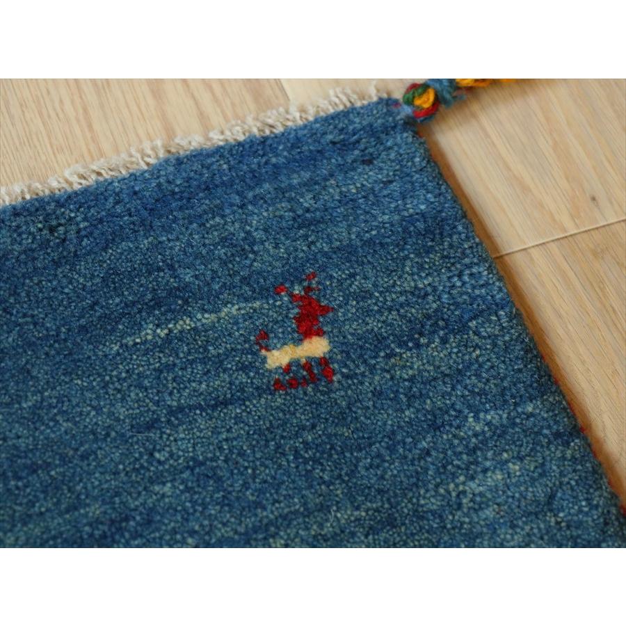 ギャッベ イラン産手織り 88×63cm ブルー　シンプル　無地　玄関マット |  | 04