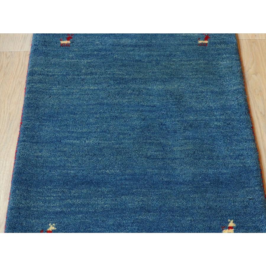 ギャッベ イラン産手織り 88×63cm ブルー　シンプル　無地　玄関マット |  | 05