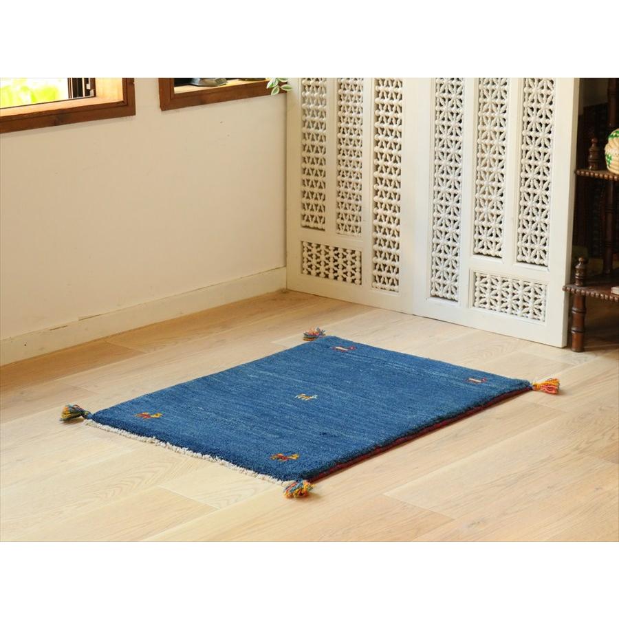 ギャッベ イラン産手織り 85×64cm 玄関マット　ブルーグラデーション |  | 01