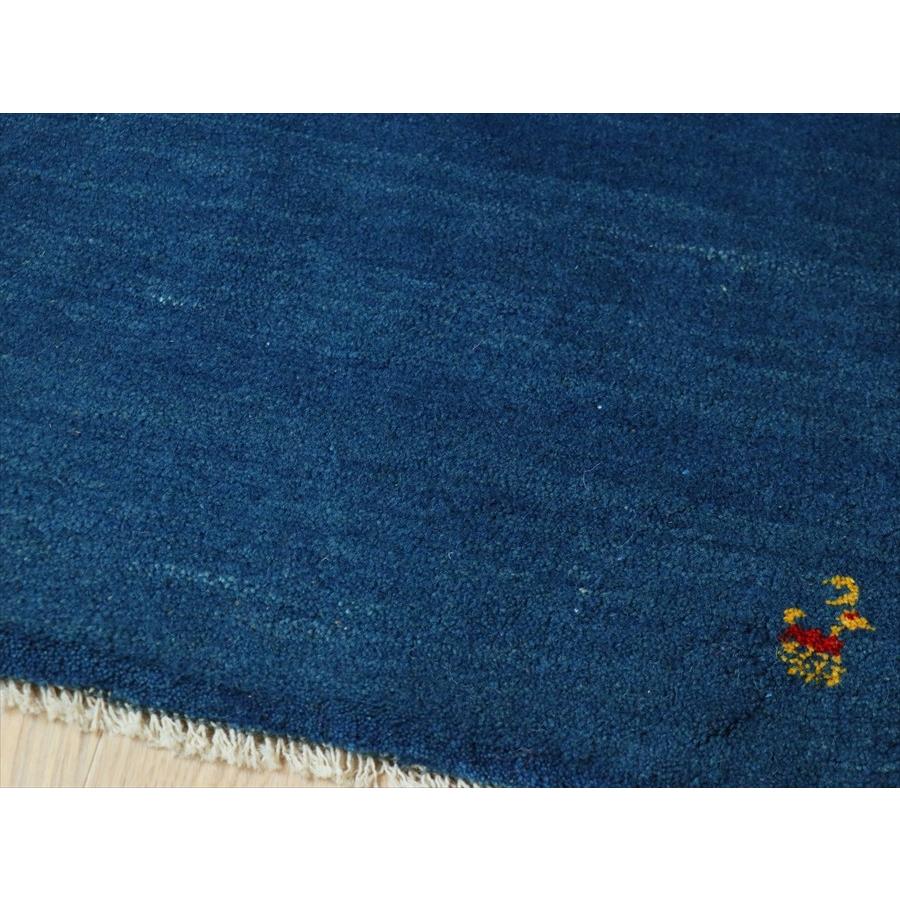 ギャッベ イラン産手織り 90×62cm 玄関マット　無地　シンプル　ブルー　青 |  | 04