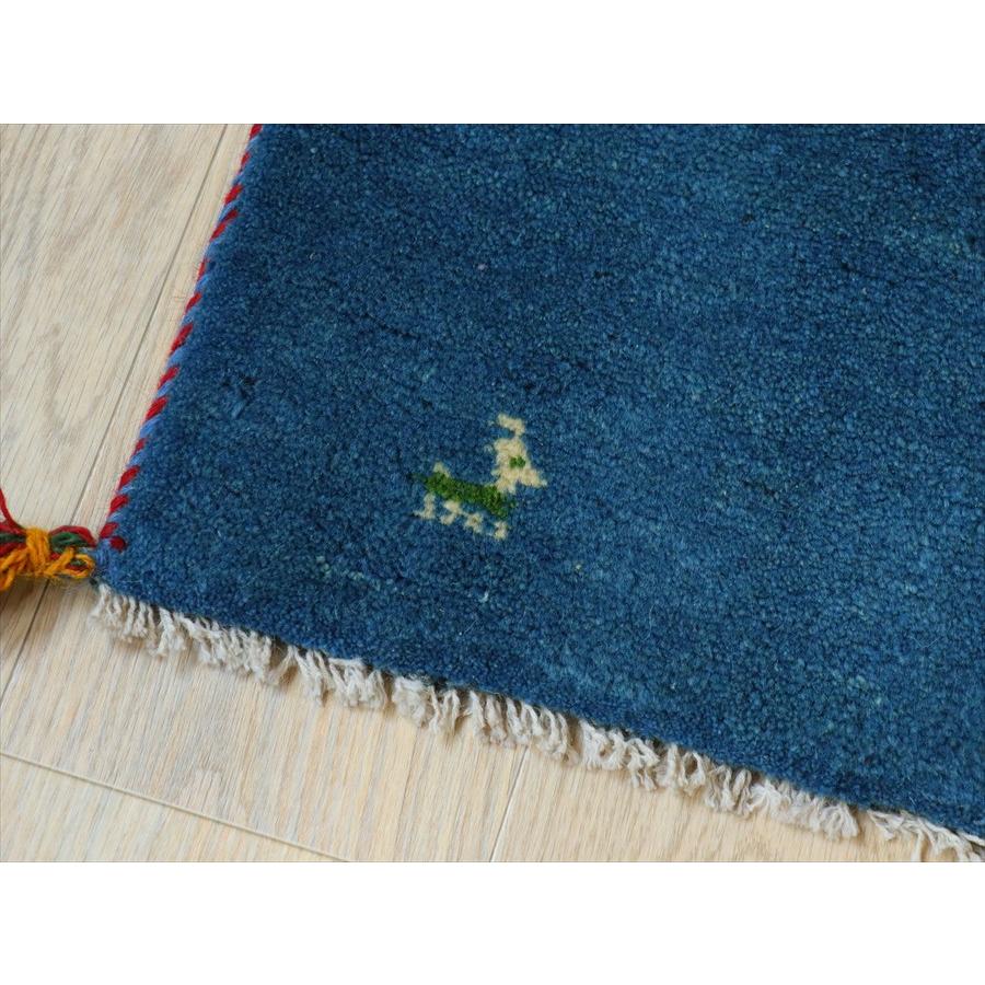 ギャッベ イラン産手織り 86×60cm ブルー　青　無地　シンプル |  | 03