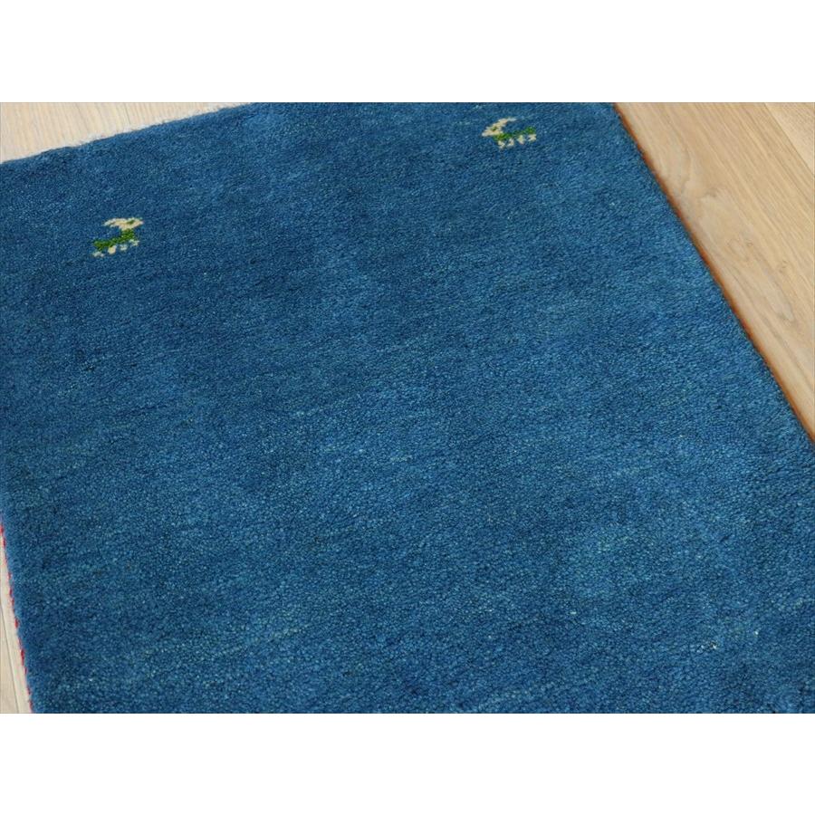 ギャッベ イラン産手織り 86×60cm ブルー　青　無地　シンプル |  | 04
