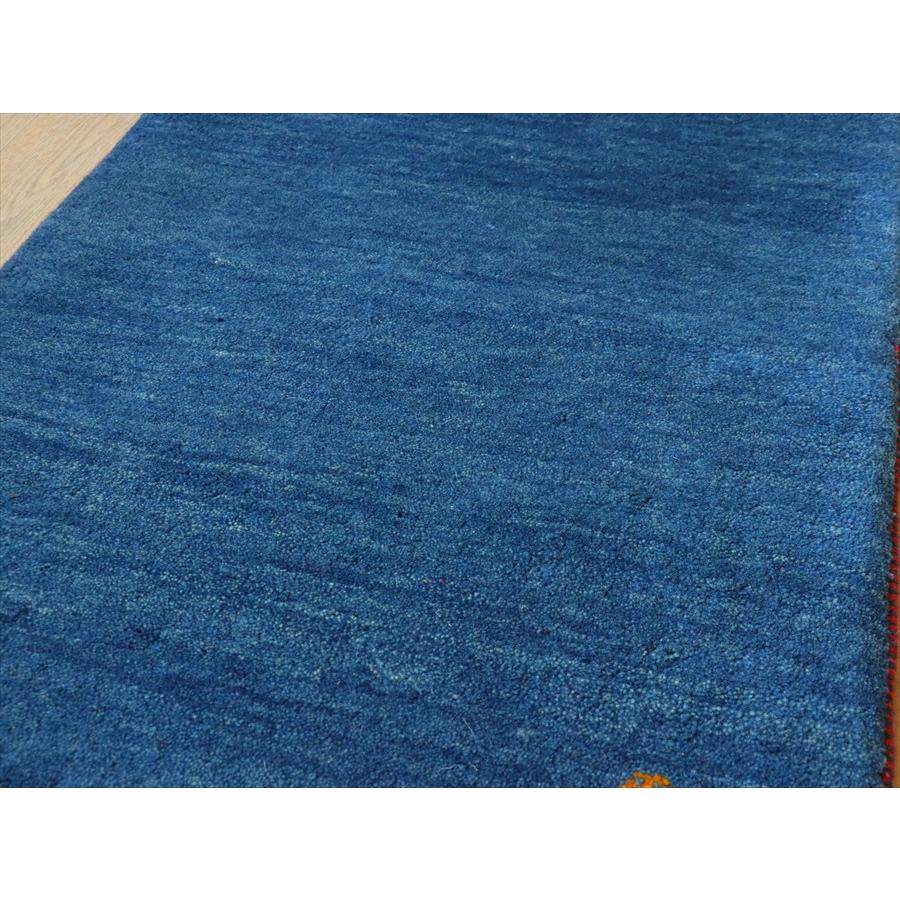 ギャッベ イラン産手織り 90×65cm ブルー　青　無地　シンプル |  | 05