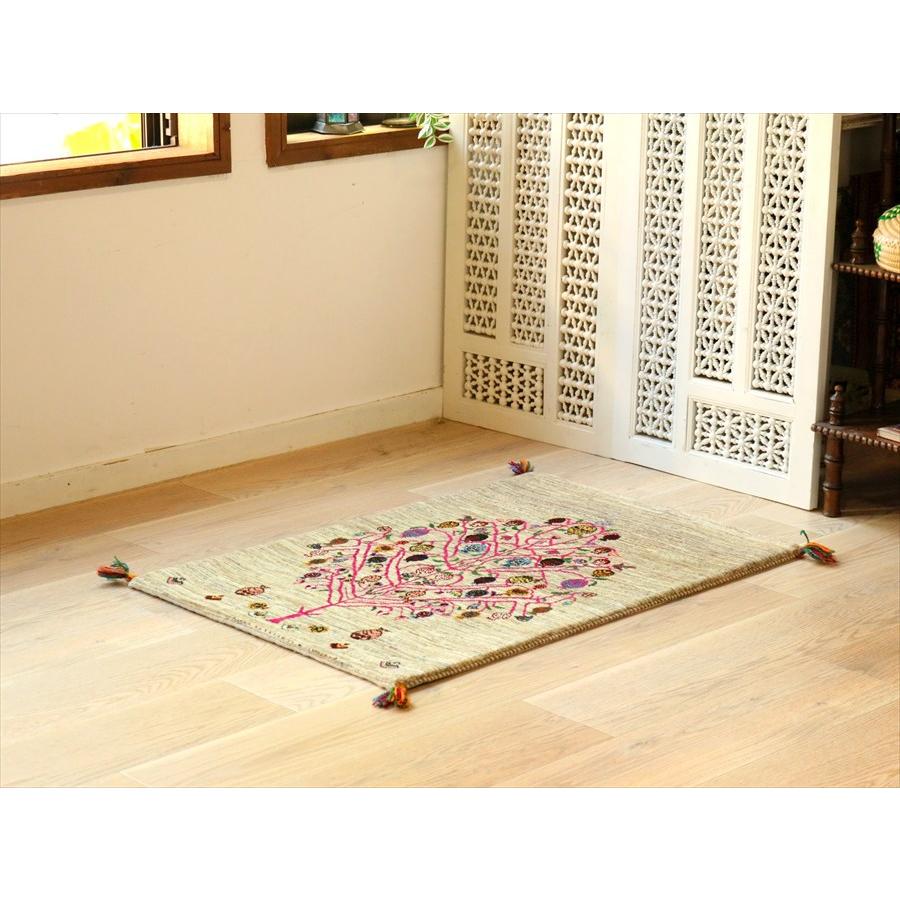 ギャッベ　カシュクーリ　細かな織り 98×67cm 玄関マットザクロの実　生命の樹 |  | 01