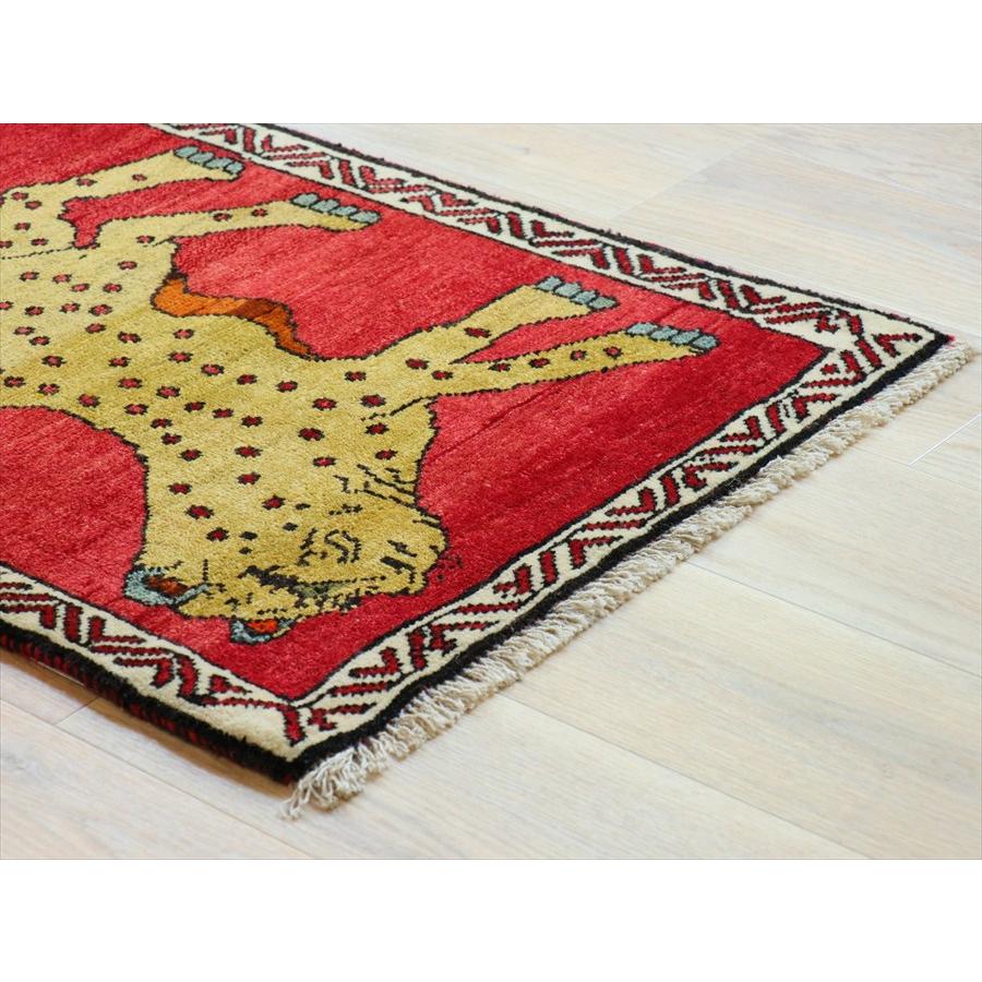 ライオンラグ オールドギャッベ トライバルラグ Lion Gabbeh, 92×68cm レッド　ベージュのヒョウ |  | 03