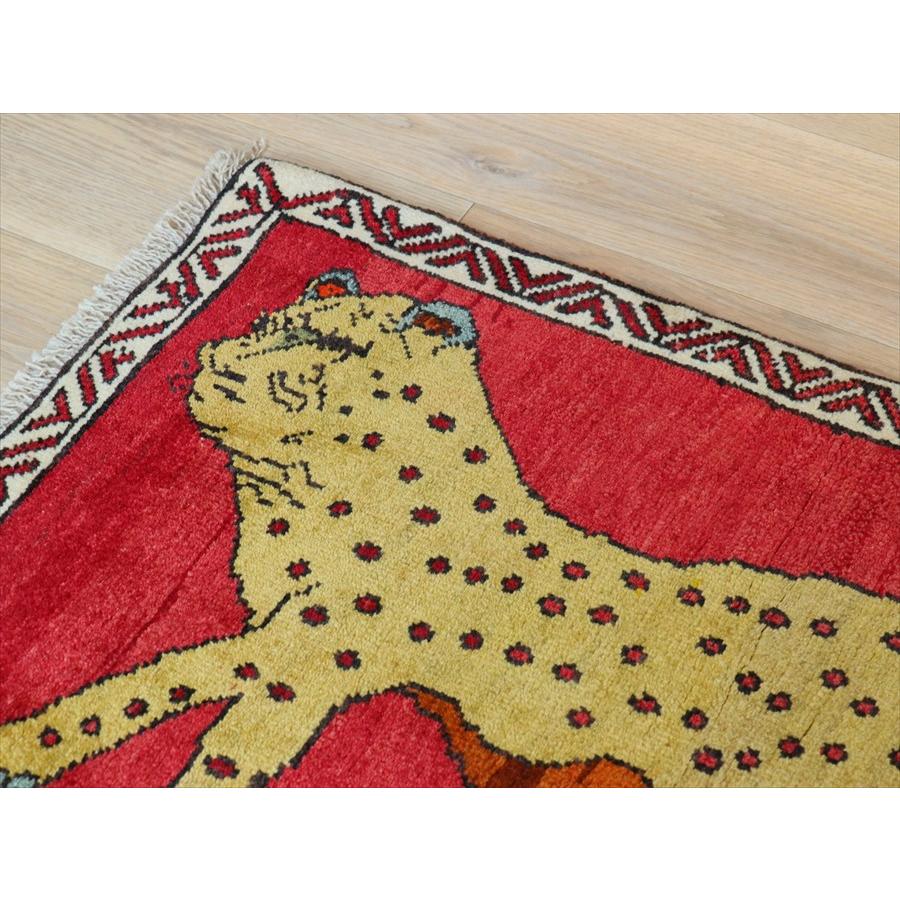 ライオンラグ オールドギャッベ トライバルラグ Lion Gabbeh, 92×68cm レッド　ベージュのヒョウ |  | 04