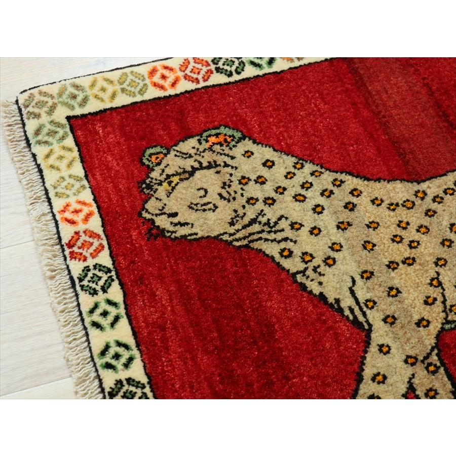 ライオンラグ オールドギャッベ トライバルラグ Lion Gabbeh, 95×75cm レッド　ベージュのヒョウ |  | 04