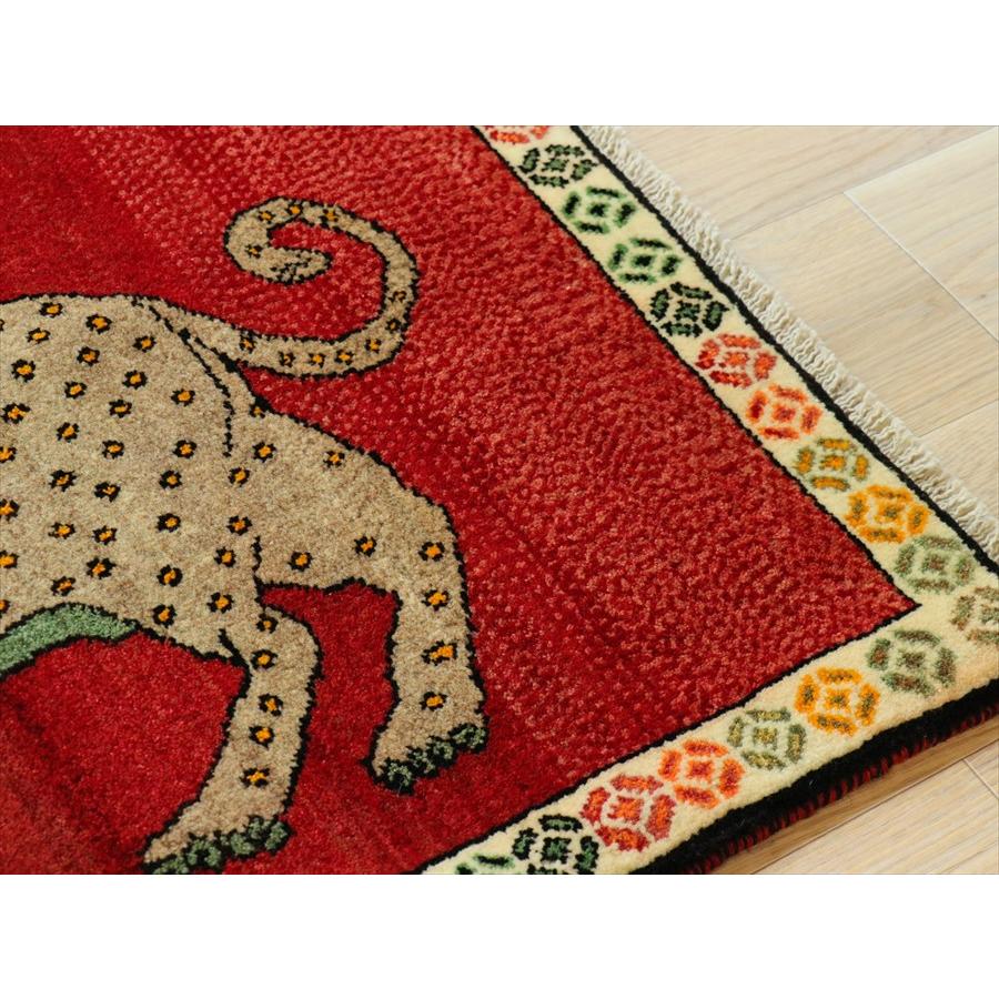 ライオンラグ オールドギャッベ トライバルラグ Lion Gabbeh, 95×75cm レッド　ベージュのヒョウ |  | 05