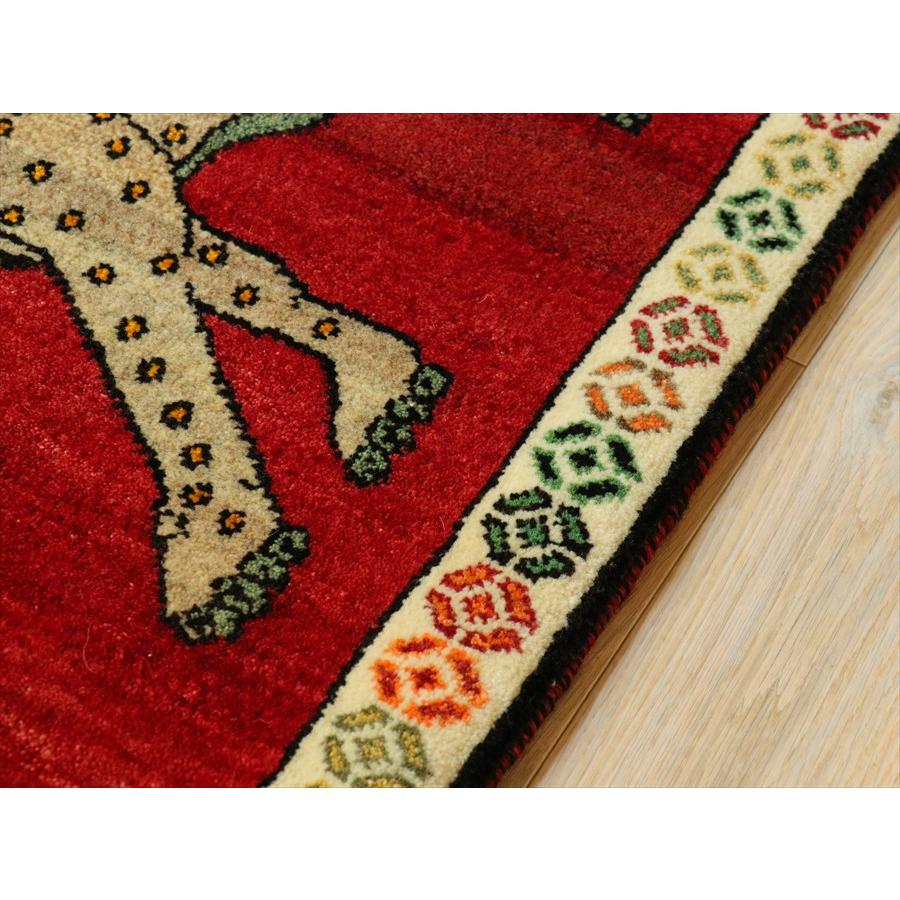 ライオンラグ オールドギャッベ トライバルラグ Lion Gabbeh, 95×75cm レッド　ベージュのヒョウ |  | 06
