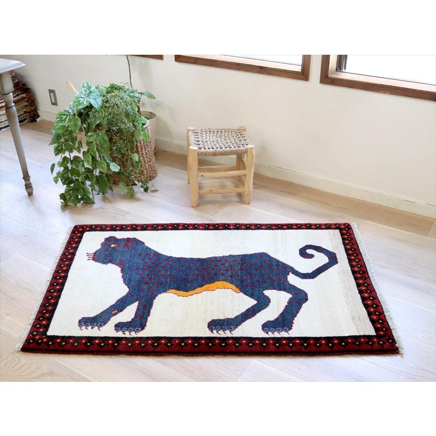 ライオンギャッベ　青いヒョウ 135×85cm トライバルラグ オールドギャッベ |  | 01