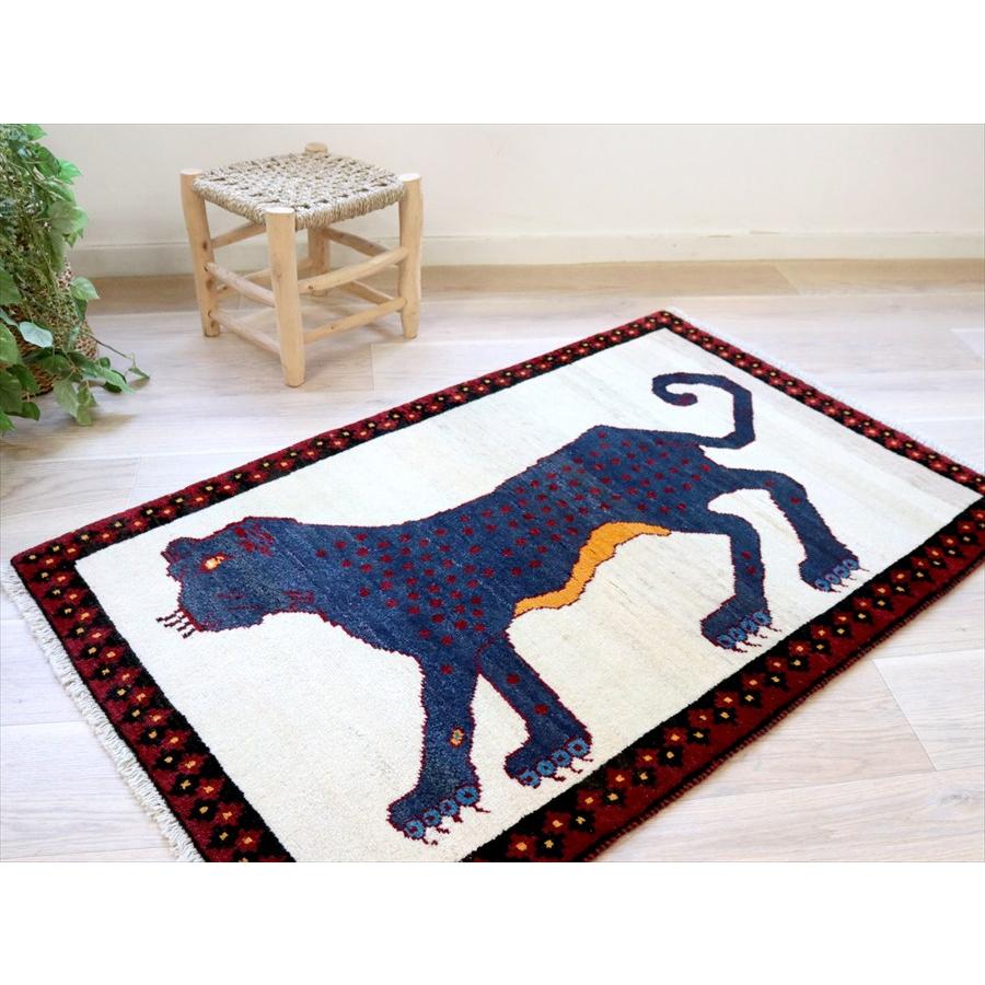 ライオンギャッベ　青いヒョウ 135×85cm トライバルラグ オールドギャッベ |  | 02