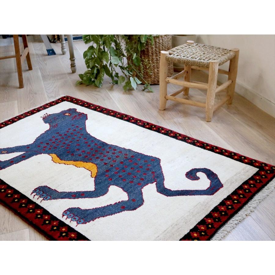 ライオンギャッベ　青いヒョウ 135×85cm トライバルラグ オールドギャッベ |  | 04