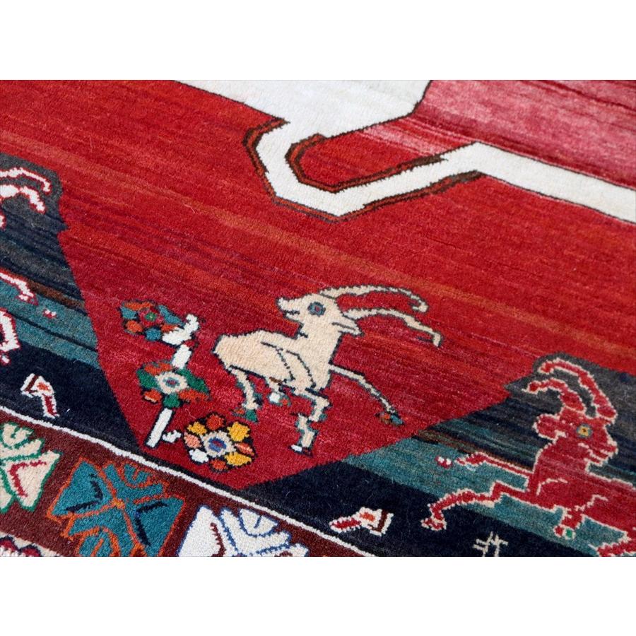 オールドギャッベ ライオンラグ 143×102cm 横向きの白いライオン ヴィンテージ |  | 05