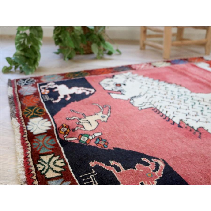 オールドギャッベ ライオンラグ 143×102cm 横向きの白いライオン ヴィンテージ |  | 08