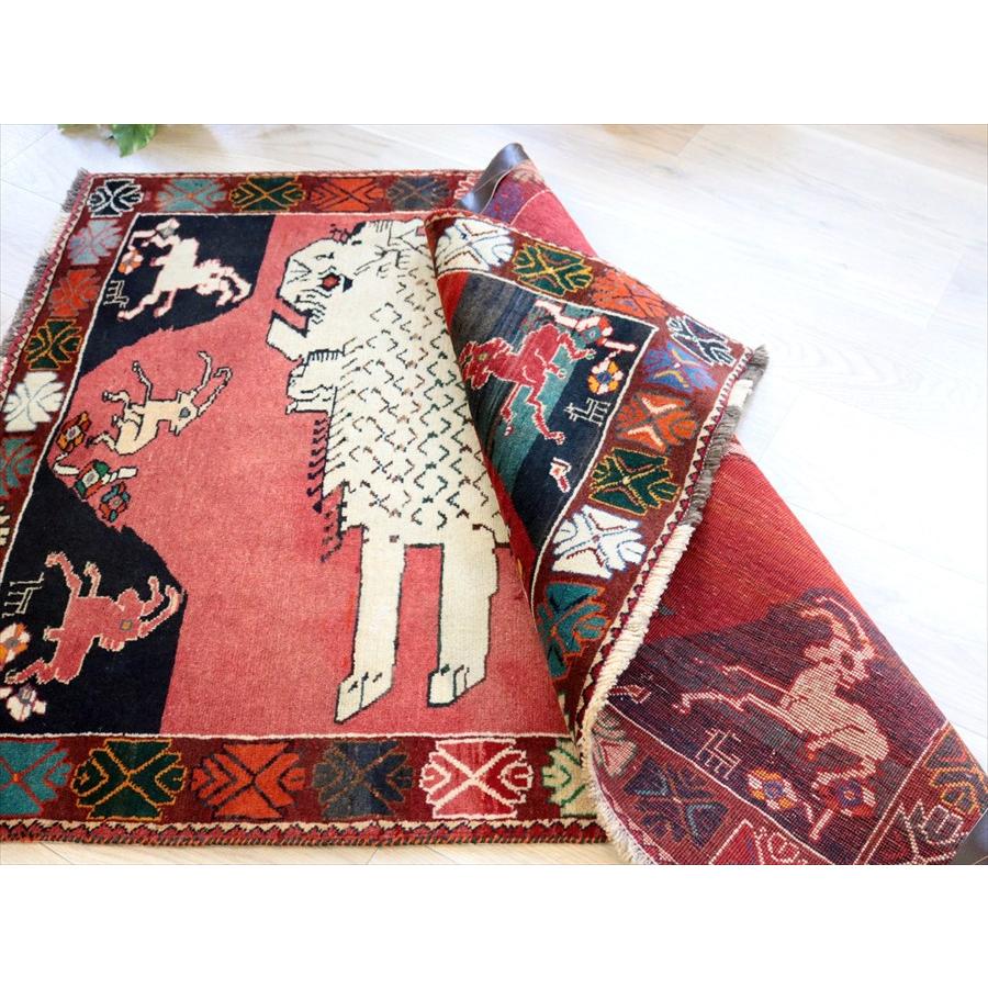 オールドギャッベ ライオンラグ 143×102cm 横向きの白いライオン ヴィンテージ |  | 09