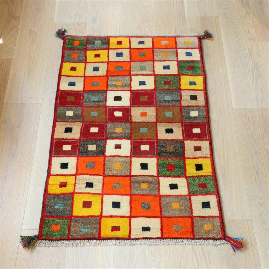 オールドギャッベ　カシュカイ族の手織りラグ 116×70cm 暖色系のタイル柄 | 