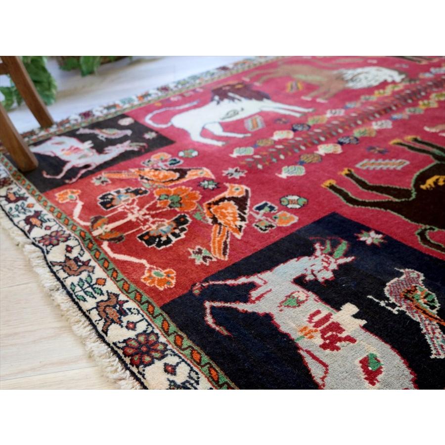 ライオンラグ オールドギャッベ 部族絨毯 164×125cm 6頭のライオン |  | 05