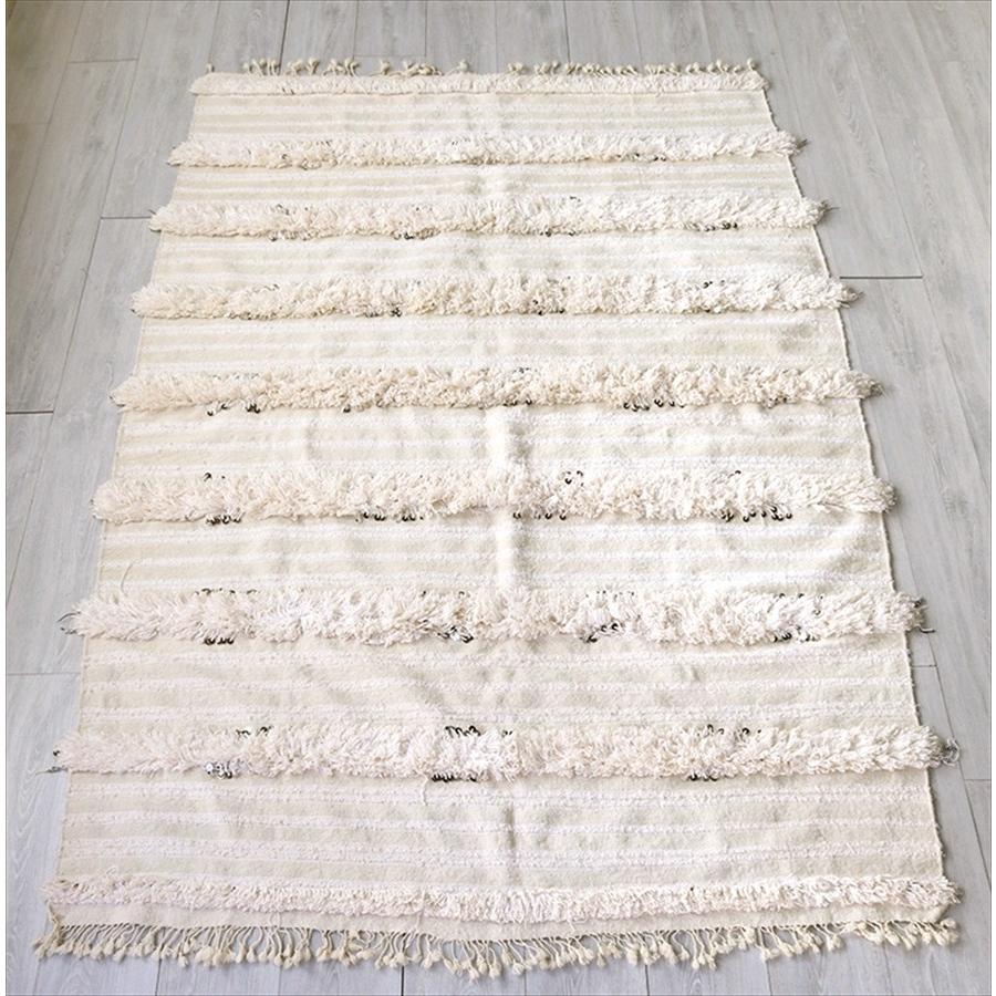 モロッコ・ウエディング用のブランケットキリム　Moroccan Wedding Blankets 221x148cmホワイト・ベッドスロー｜ipogabbeh