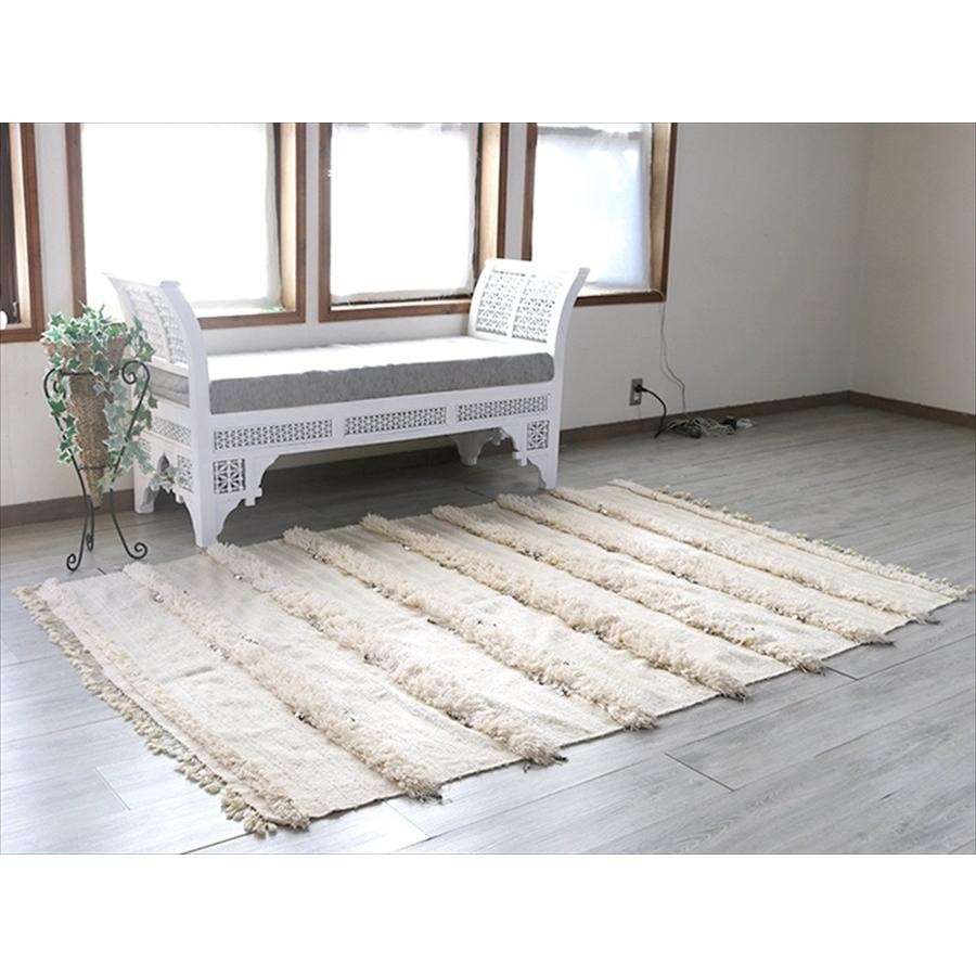 モロッコ・ウエディング用のブランケットキリム　Moroccan Wedding Blankets 221x148cmホワイト・ベッドスロー｜ipogabbeh｜05