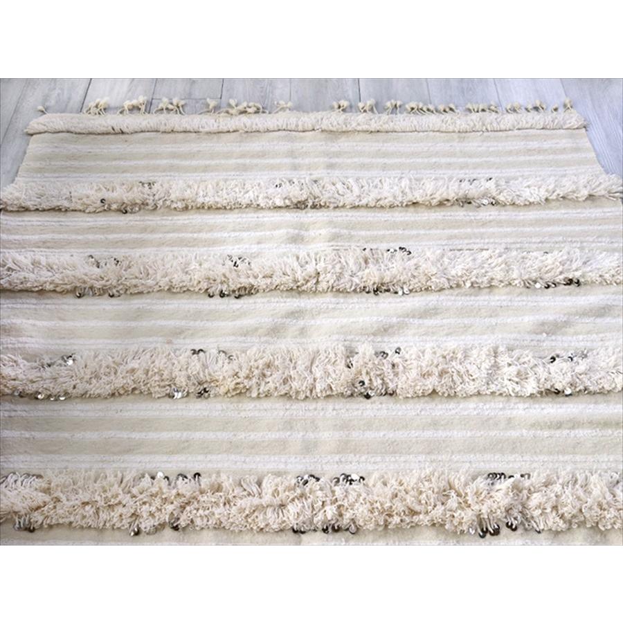 モロッコ・ウエディング用のブランケットキリム　Moroccan Wedding Blankets 221x148cmホワイト・ベッドスロー｜ipogabbeh｜06