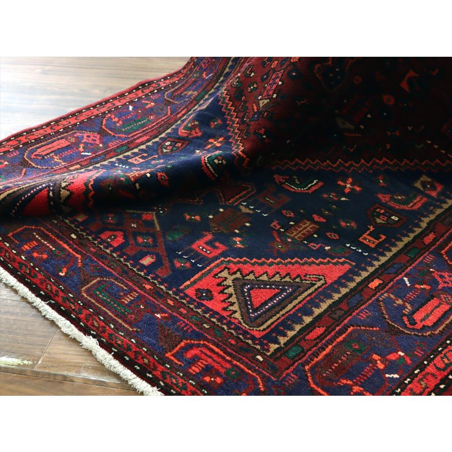 トライバルラグ　手織り絨毯 シラーズ　ハムセ 225x134cm 六角系の赤いメダリオン・青のダイヤ | ブランド登録なし | 14