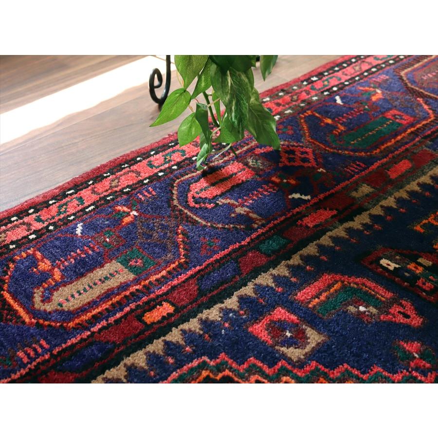 トライバルラグ　手織り絨毯 シラーズ　ハムセ 225x134cm 六角系の赤いメダリオン・青のダイヤ | ブランド登録なし | 07