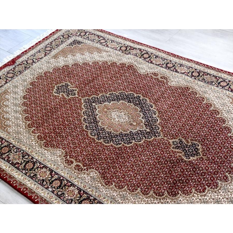 ペルシャ絨毯タブリーズ産 センターラグサイズ188x130cm ワインレッド/メダリオン マヒ | ブランド登録なし | 03