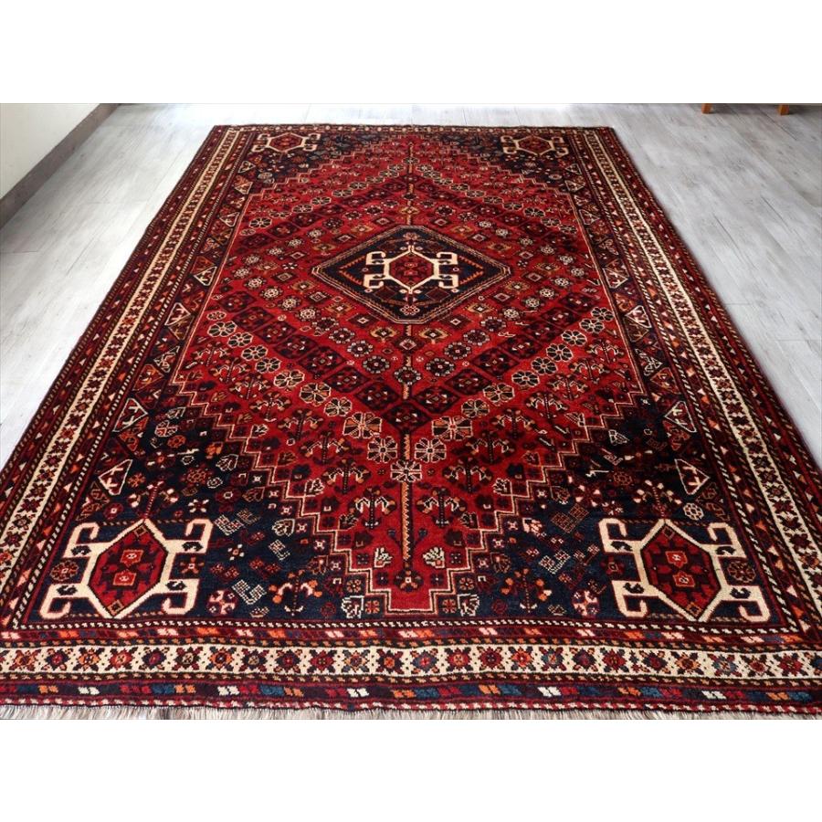 カシュカイ族の手織りラグ オールドギャッベ 265x165cm レッド