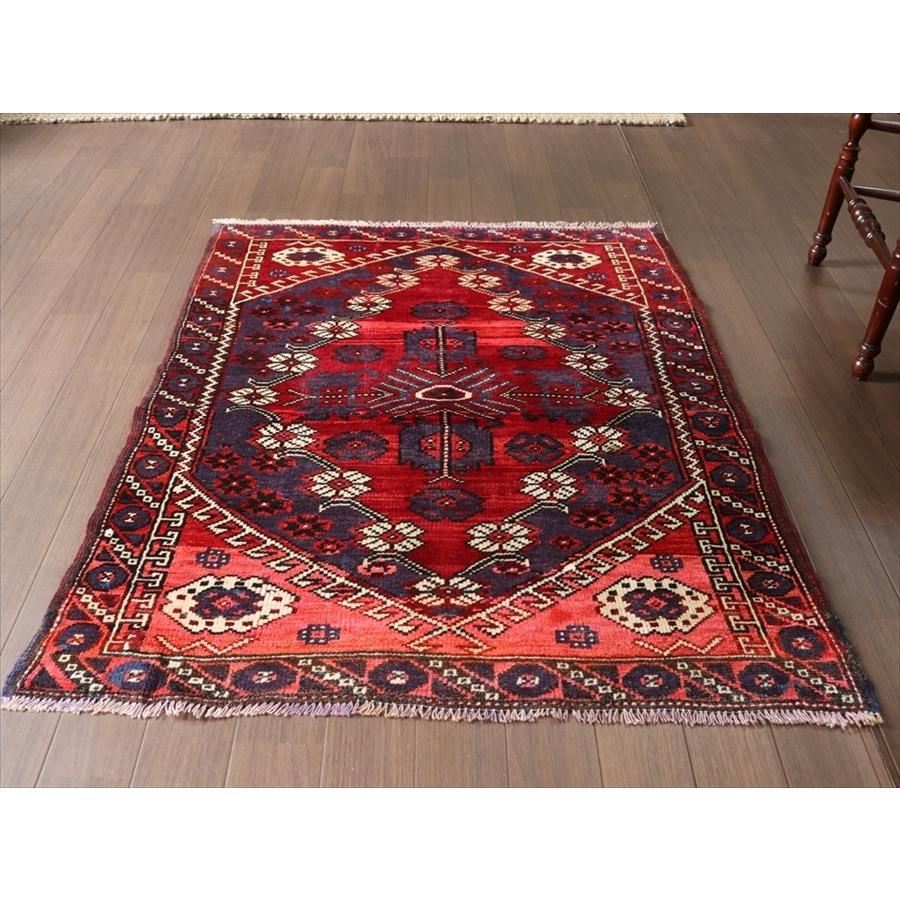 手織りラグ トルコ絨毯 116x88cm ドラゴンの爪をもつ六角メダリオン