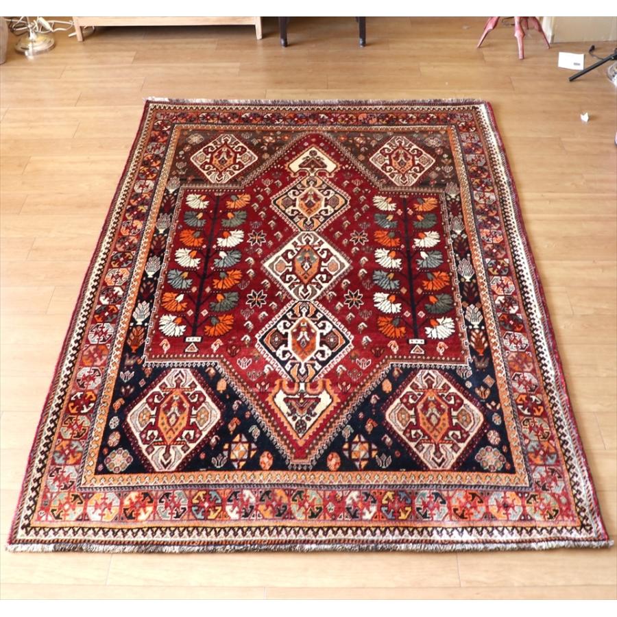 147x102cm 手織り ペルシャ絨毯カシュカイ族