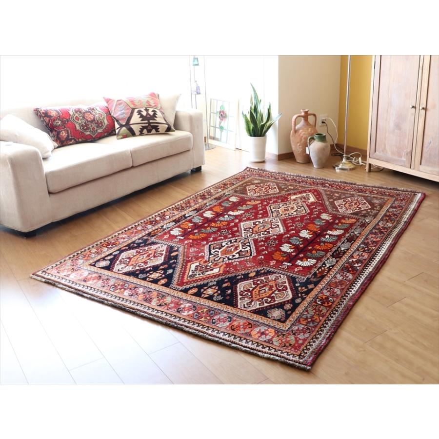 オールドカーペット　部族絨毯/トライバルラグ カシュカイ族　234x163cm 赤い変形メダリオン | ブランド登録なし | 01